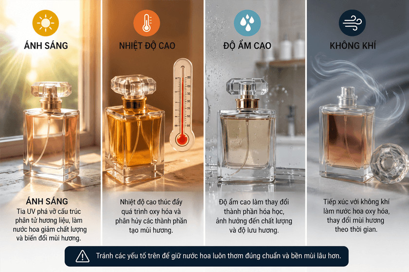 yếu tố khiến nước hoa mất mùi